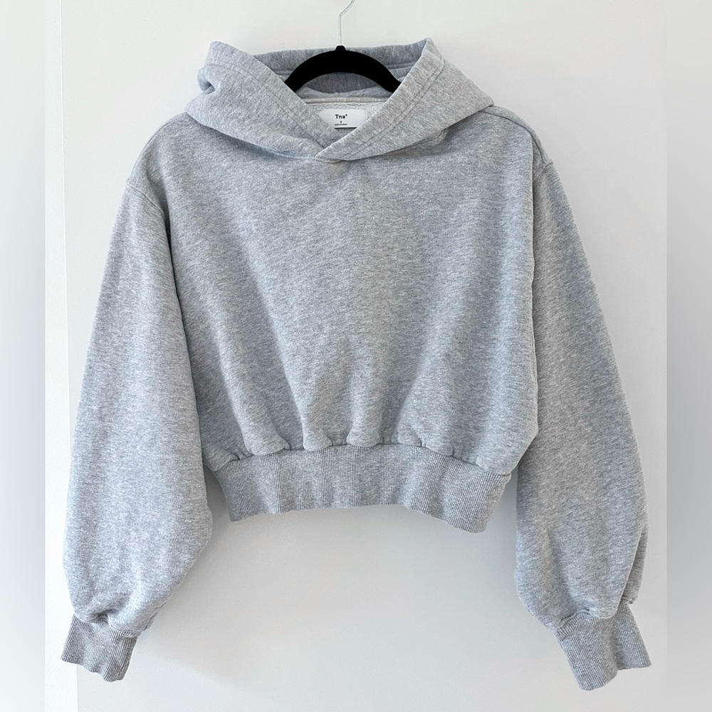 Aritzia TNA Heather Gray Cropped Hoodie